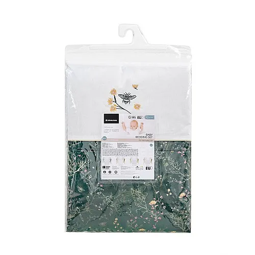 Kikkaboo Бебешки спален комплект за мини-кошара 5ч Secret Garden Green
