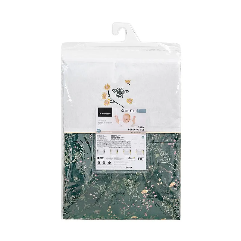 Kikkaboo Бебешки спален комплект за мини-кошара 5ч Secret Garden Green