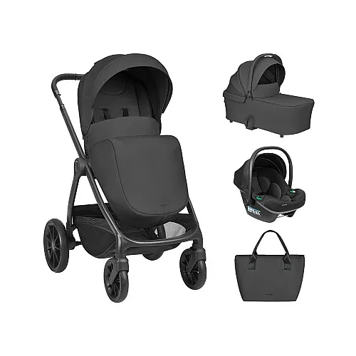 Kikkaboo Комбинирана количка 3в1 с кош за новородено Modena Black 2027