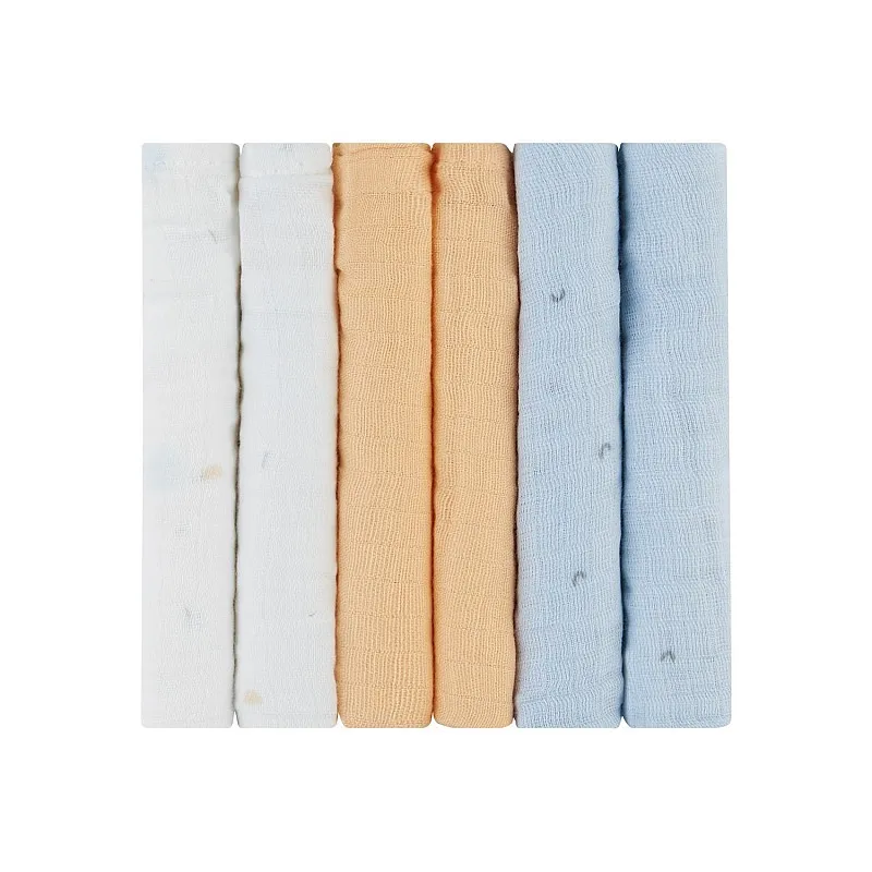 Kikkaboo Комплект 6 бр муселинови кърпички 30х30 см Stripy Friends