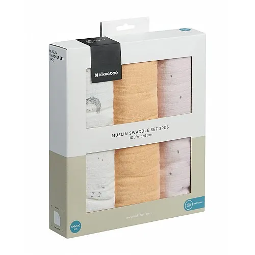 Kikkaboo Комплект 3 бр муселинови пелени 100х100 см Hedge-hugs
