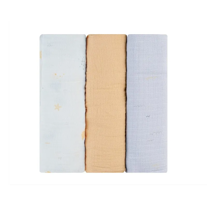 Kikkaboo Комплект 3 бр муселинови пелени 100х100 см Seally Me