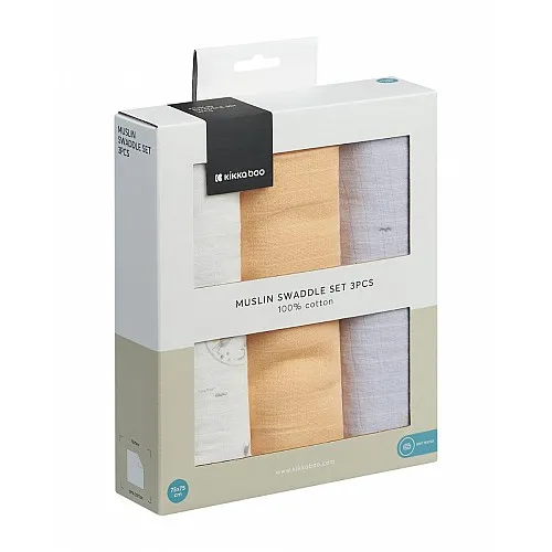 Kikkaboo Комплект 3 бр муселинови пелени 75х75 см Hedge-hugs