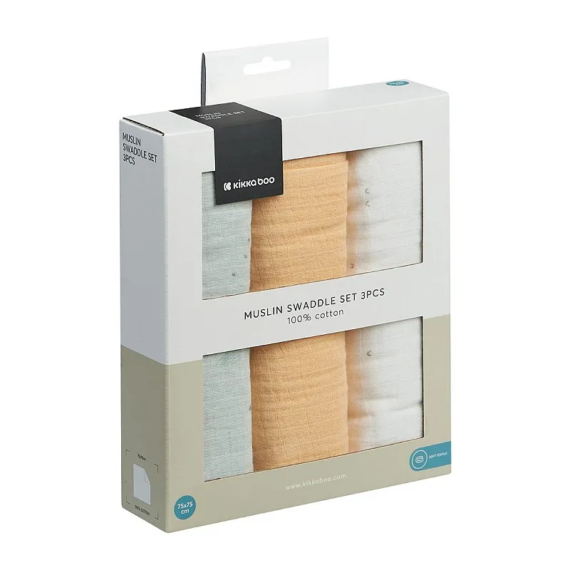 Kikkaboo Комплект 3 бр муселинови пелени 75х75 см Sleepy Sheep