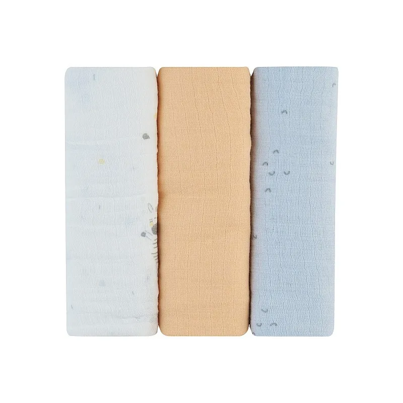 Kikkaboo Комплект 3 бр муселинови пелени 75х75 см Stripy Friends