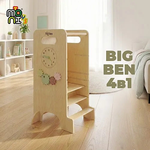 Moni Дървена обучителна кула 4 в 1 Big Ben