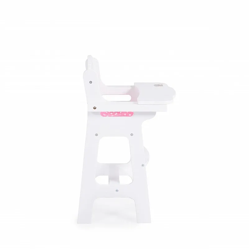 Moni Toys Дървен стол за кукла - стол за хранене B012