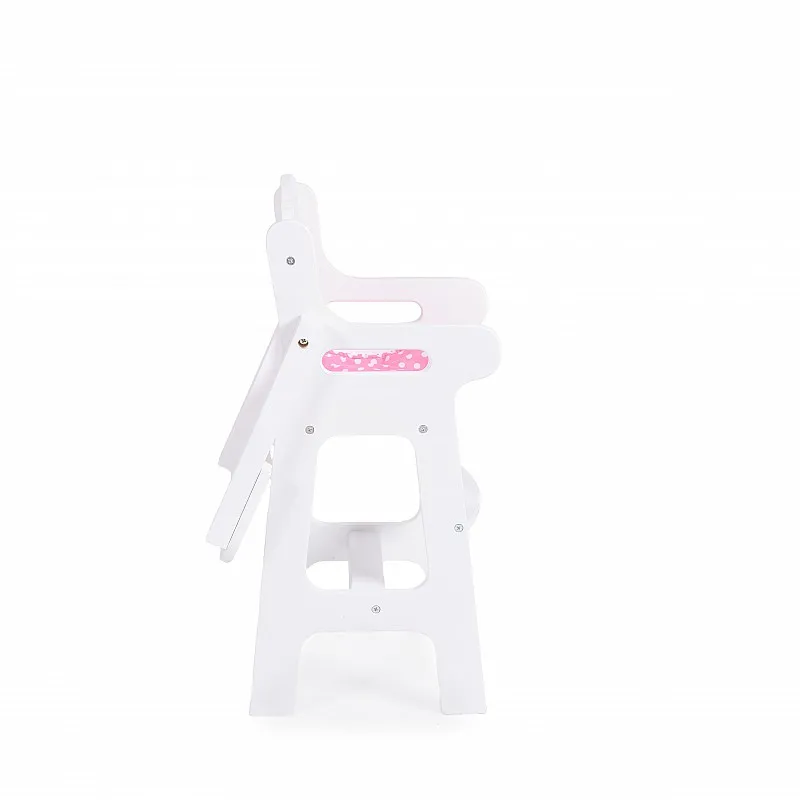 Moni Toys Дървен стол за кукла - стол за хранене B012