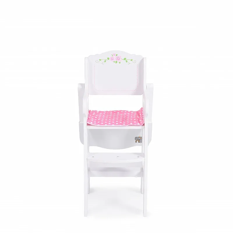 Moni Toys Дървен стол за кукла - стол за хранене B012