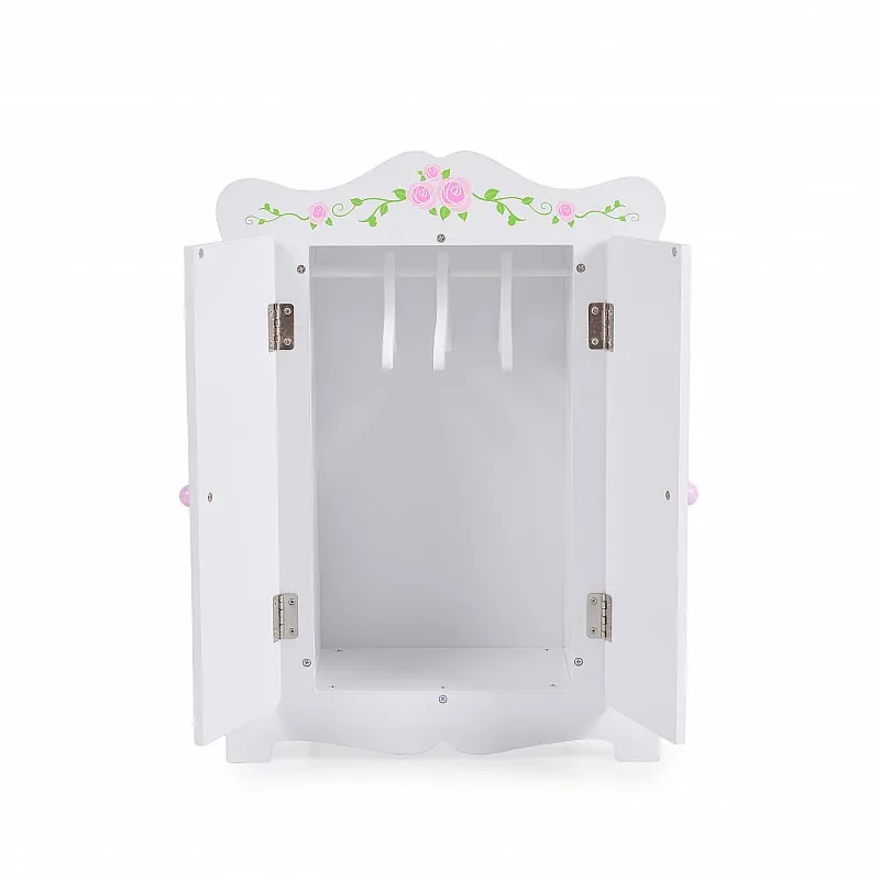 Moni Toys Дървена мебел за кукла - гардероб бял 011