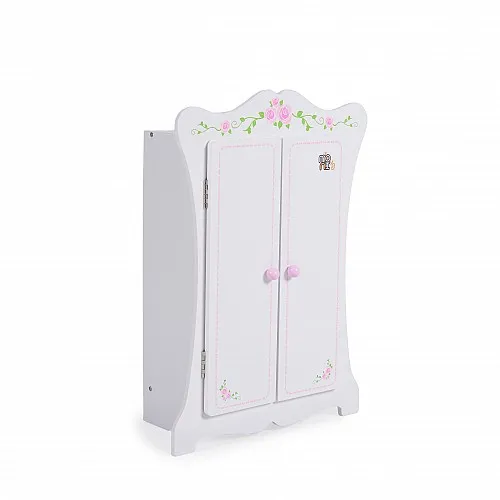 Moni Toys Дървена мебел за кукла - гардероб бял 011