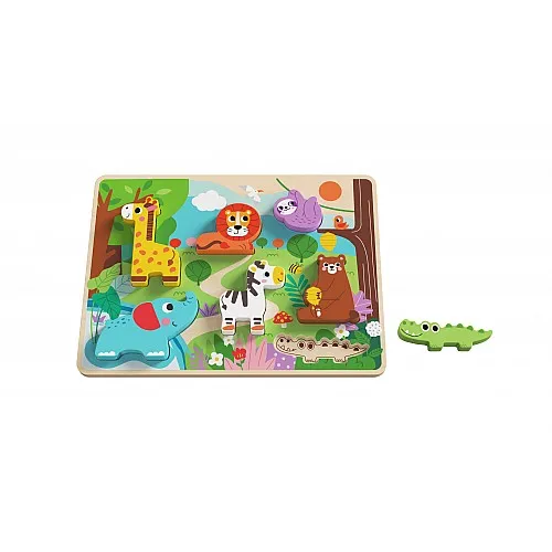 Tooky Toy Дървен пъзел 3D диви животни TH633 - 8 части