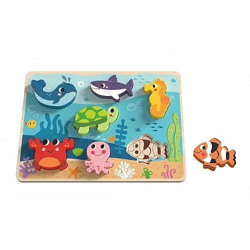 Tooky Toy Дървен пъзел 3D морско дъно TK265 - 8 части Tooky Toy Дървен пъзел 3D морско дъно TK265 - 8 части