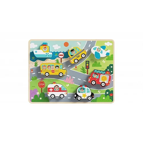 Tooky Toy Дървен пъзел 3D транспортни средства TH634 Tooky Toy Дървен пъзел 3D транспортни средства TH634