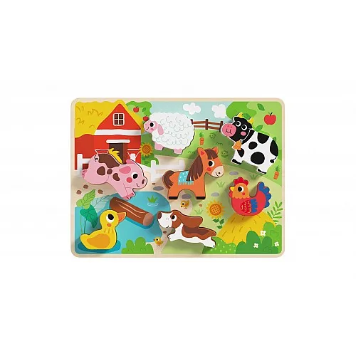 Tooky Toy Дървен пъзел 3D ферма TH636 - 8 части Tooky Toy Дървен пъзел 3D ферма TH636 - 8 части