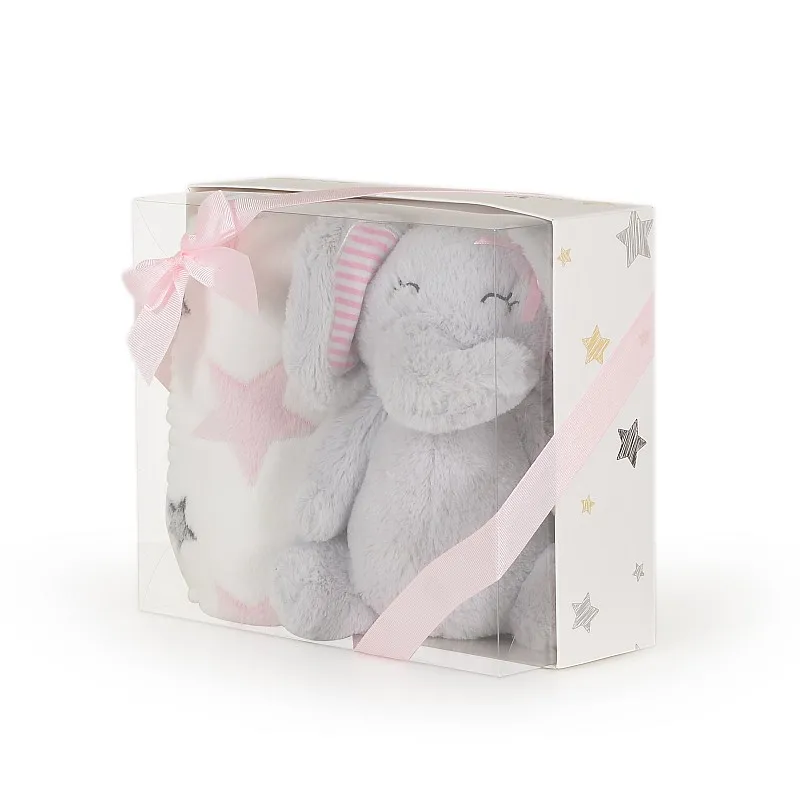 Cangaroo Бебешко одеяло 90/75 cm с играчка Elephant pink