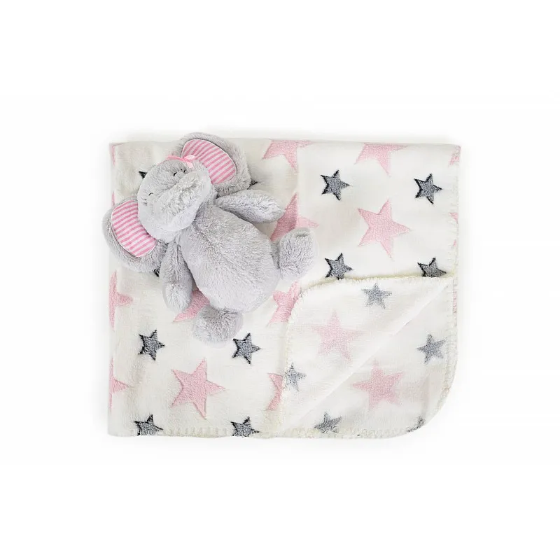 Cangaroo Бебешко одеяло 90/75 cm с играчка Elephant pink