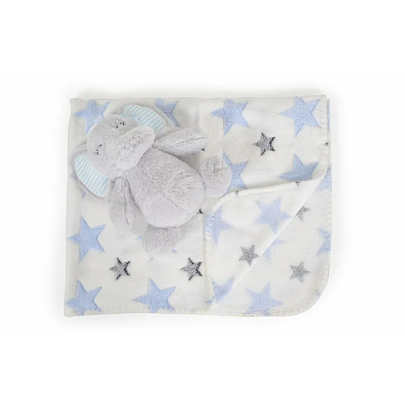 Cangaroo Бебешко одеяло 90/75 cm с играчка Elephant blue