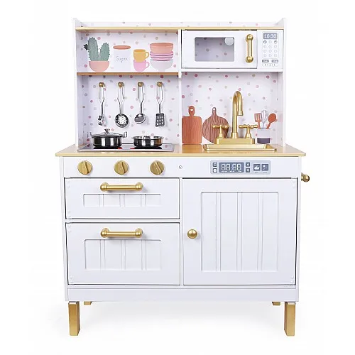 Moni Toys Дървена бяла кухня с аксесоари 7275