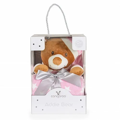 Cangaroo Одеяло 90/75 cm с играчка Addie Bear розов