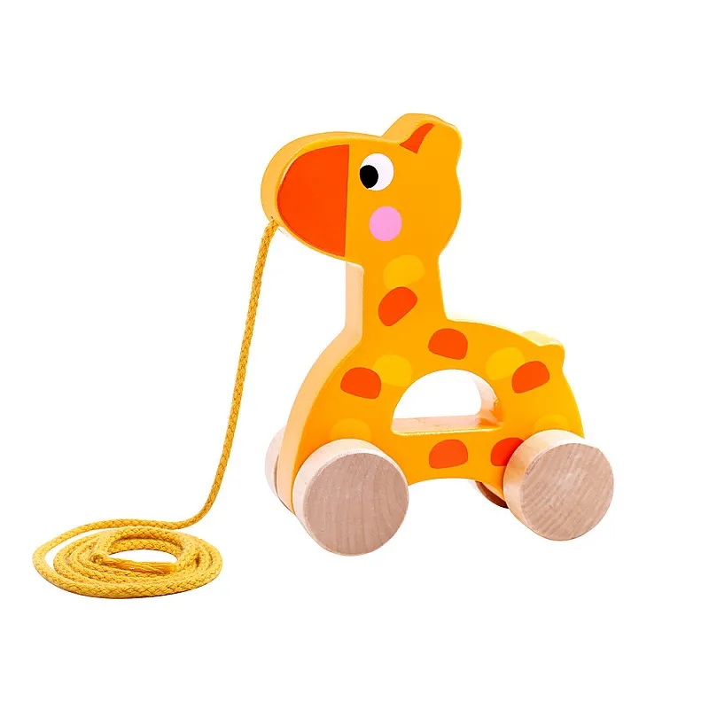 Тooky Toy Дървена играчка за дърпане Giraffe - TKC266