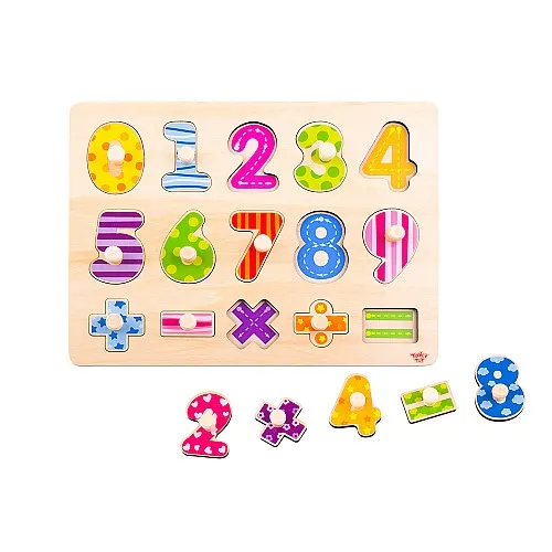 Tooky Toy Дървена образователна дъска с дървени цифри TY851