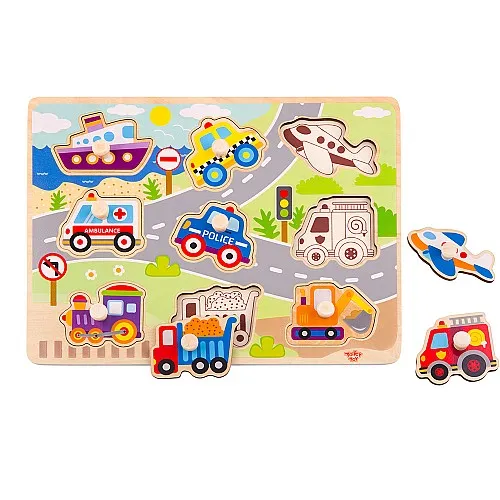 Tooky Toy Дървена образователна дъска Превозни средства TY860