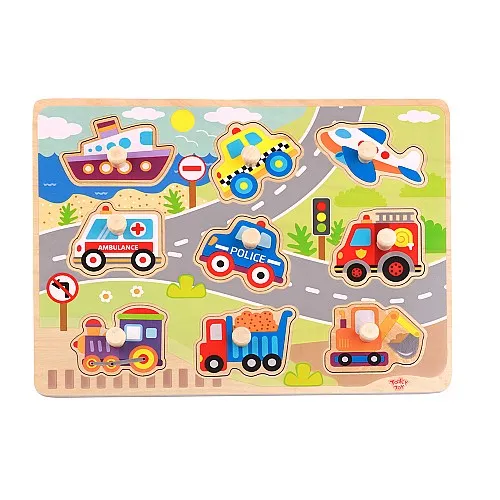 Tooky Toy Дървена образователна дъска Превозни средства TY860