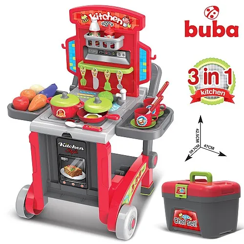 Детска кухня Buba Little Chef 008-930, Куфар, Червена