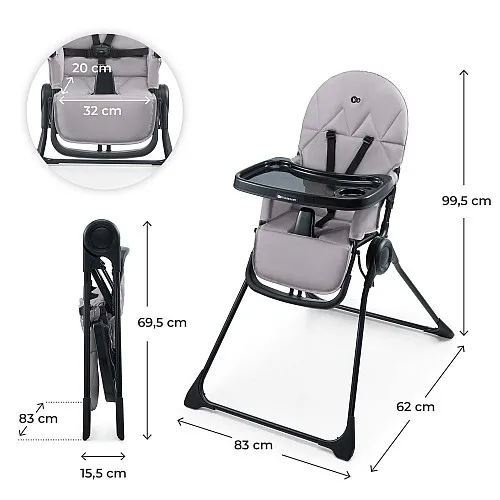 Kinderkraft BINCI столче за хранене GREY