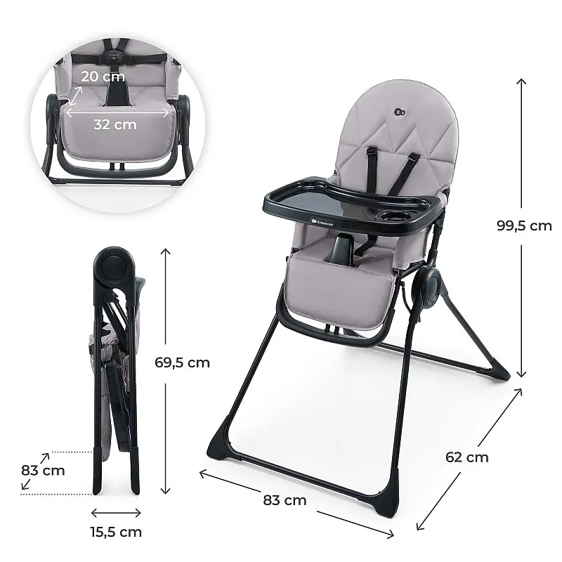 Kinderkraft BINCI столче за хранене GREY