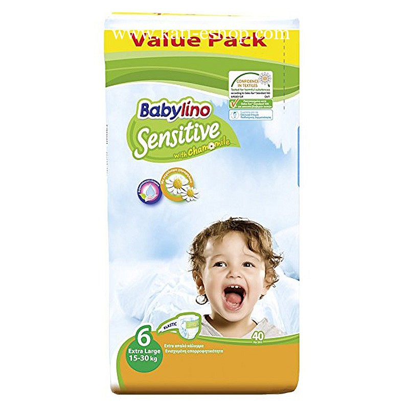 Babylino Sensitive Еднократни пелени Extra Large 6 15-30кг 40бр. Babylino Sensitive Еднократни пелени Extra Large 6 15-30кг 40бр.