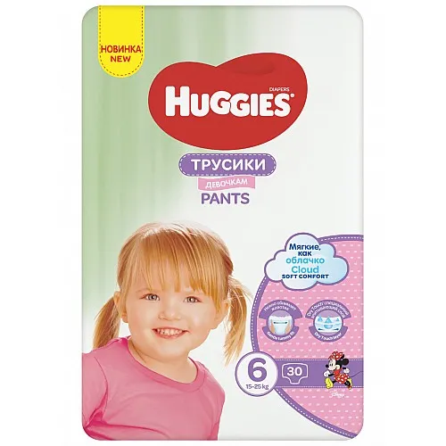 HUGGIES Памперс гащи за момиче за еднократна употреба 6 15-25кг 30бр.