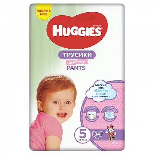 HUGGIES Памперс гащи за момиче за еднократна употреба 5 12-17кг 34бр.