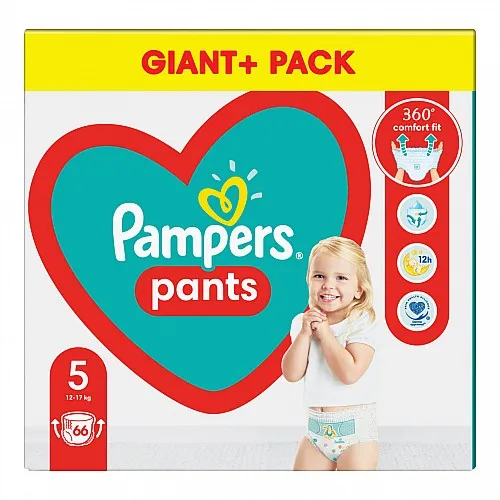 Pampers Гащички за еднократна употреба Giant Pack+ 5 Junior 12-17 кг - 66бр.