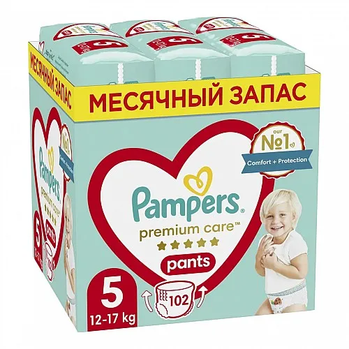 Pampers Premium Care Гащички за еднократна употреба 5 12-17кг 102бр.