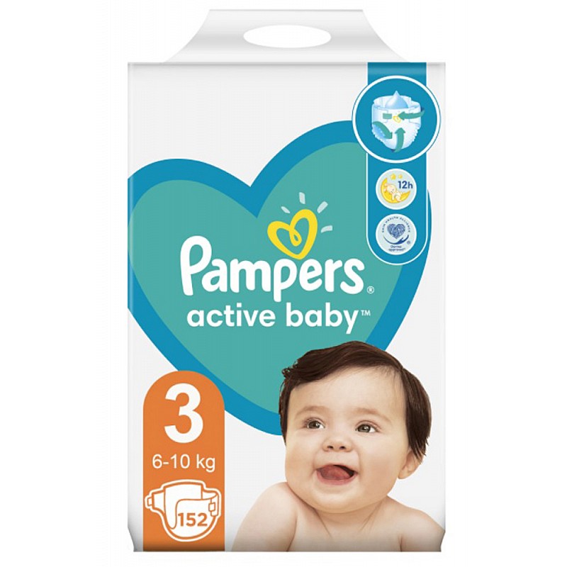 Pampers Active Baby Пелени 3 Midi 6-10 кг 152бр. Pampers Active Baby Пелени 3 Midi 6-10 кг 152бр.