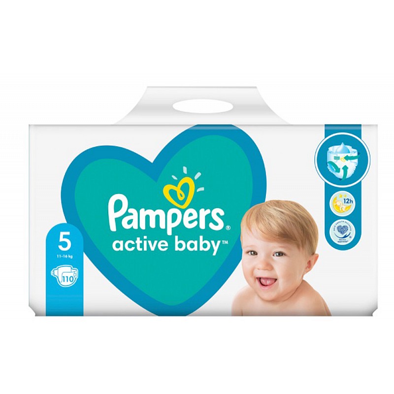 Pampers Пелени Active Baby 5 Junior 11-16 кг 110бр. Pampers Пелени Active Baby 5 Junior 11-16 кг 110бр.
