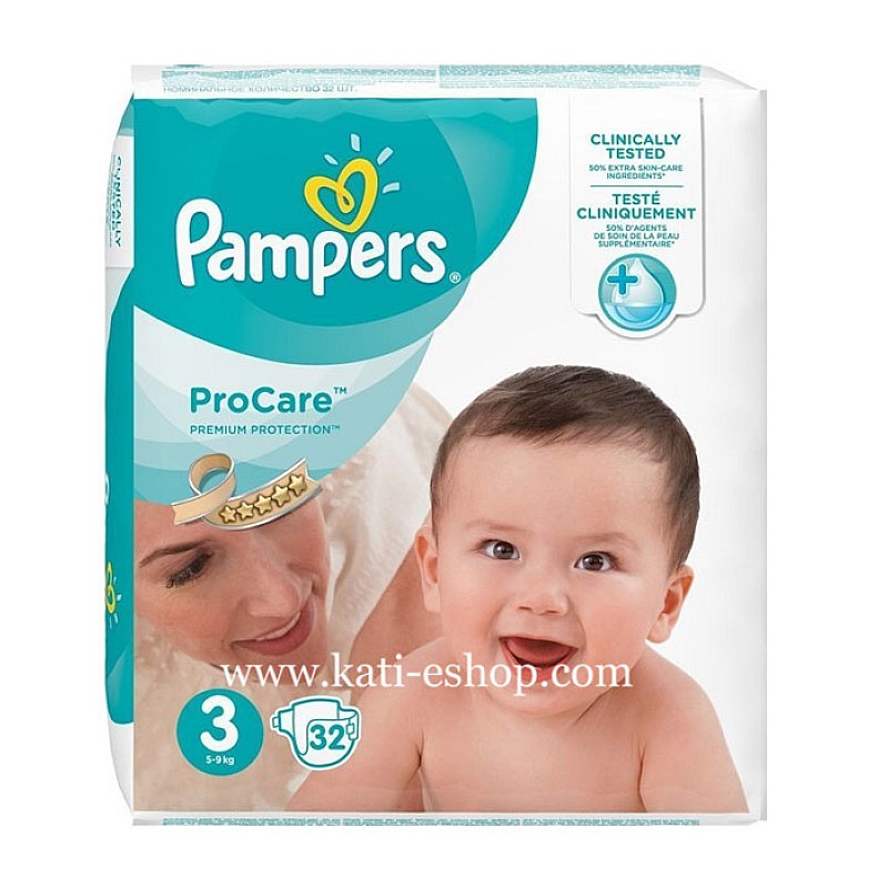 Pampers ProCare Еднократни пелени 3 Midi 5-9кг - 32бр. Pampers ProCare Еднократни пелени 3 Midi 5-9кг - 32бр.