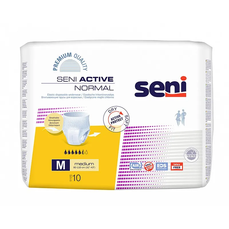 Дишащи абсорбиращи гащи за възрастни Seni Active Normal M 10бр. ( талия 80-110см )