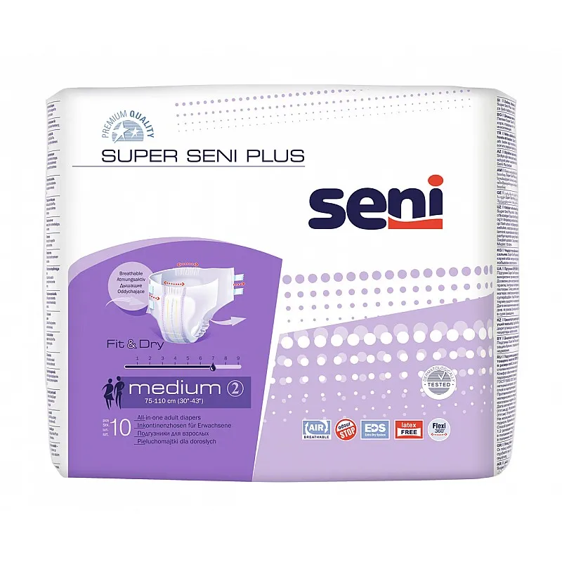 Памперси за възрастни Super Seni Plus M 10бр. (талия 75 - 110см)