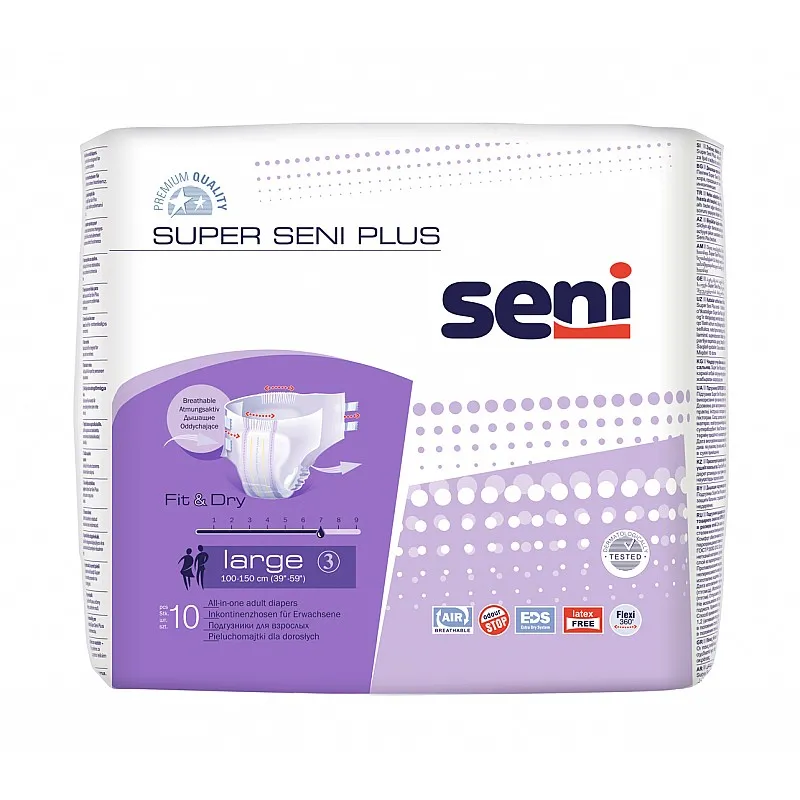 Памперси за възрастни Super Seni Plus L 10бр. (талия 100 - 150см)
