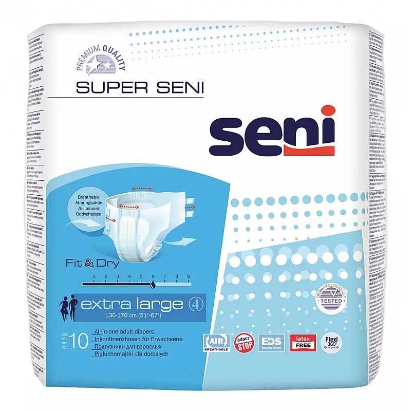 Памперси за възрастни Super Seni XL 10бр. (талия 130 - 170см)