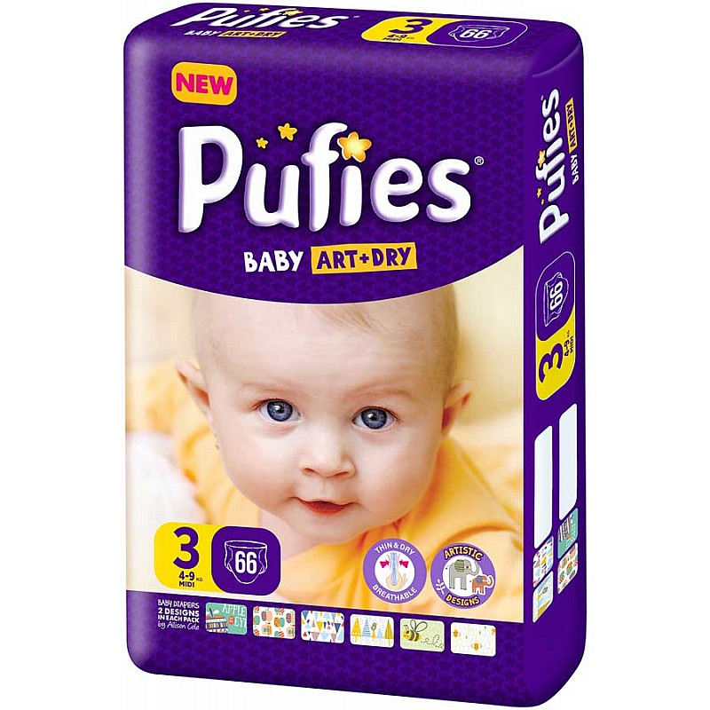 Pufies Пелени ART+DRY Midi 4-9 кг - 66бр. - MAXI PACK Pufies Пелени ART+DRY Midi 4-9 кг - 66бр. - MAXI PACK