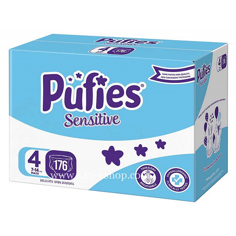 Pufies GIGA BOX Пелени Sensitive 4 Maxi 7-14кг 176бр. Pufies GIGA BOX Пелени Sensitive 4 Maxi 7-14кг 176бр.