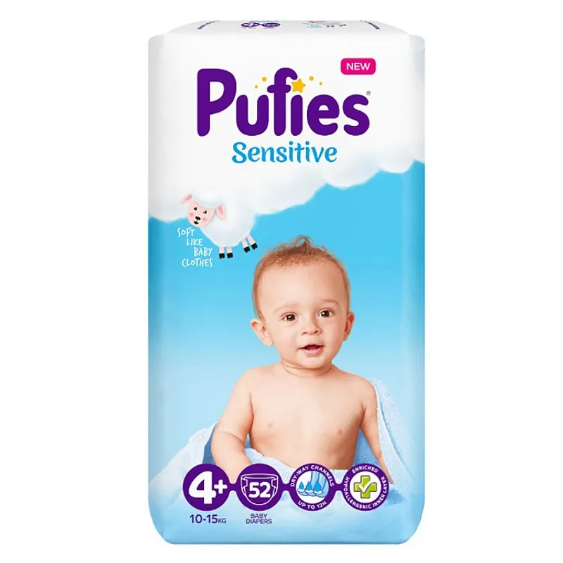 Pufies Sensitive 4+ Maxi+ 10-15кг 52бр. Pufies Sensitive 4+ Maxi+ 10-15кг 52бр.