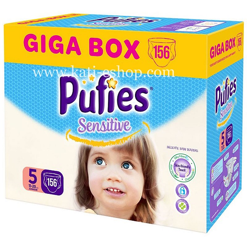 Pufies GIGA BOX Пелени Sensitive 5 Junior 11-20кг 148бр. Pufies GIGA BOX Пелени Sensitive 5 Junior 11-20кг 148бр.