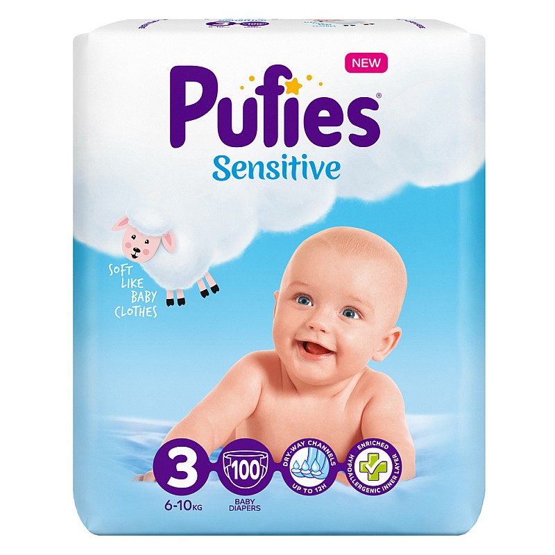 Pufies Sensitive Big Pack 3 Midi 6-10кг 100бр. Pufies Sensitive Big Pack 3 Midi 6-10кг 100бр.