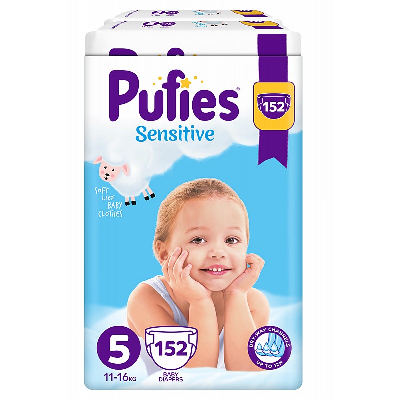 Pufies Sensitive 5 Junior 11-16кг 152бр. Pufies Sensitive 5 Junior 11-16кг 152бр.