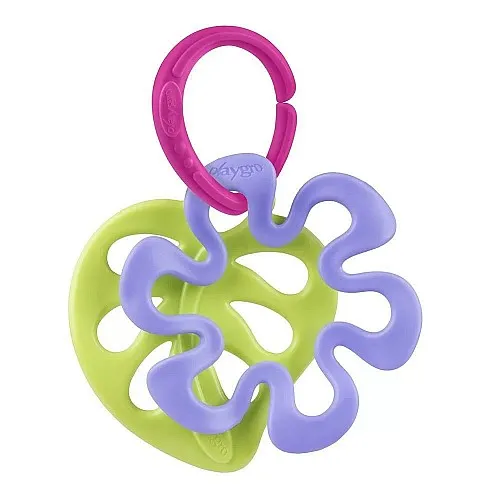Релефна гризалка от 2 части с форма на листо и цвете с халка за закачване, 0м+ Playgro 